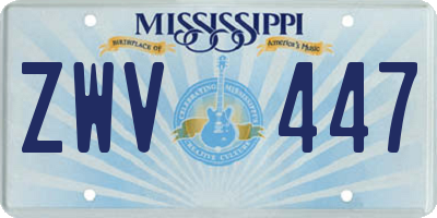 MS license plate ZWV447