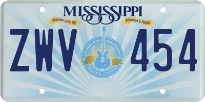 MS license plate ZWV454