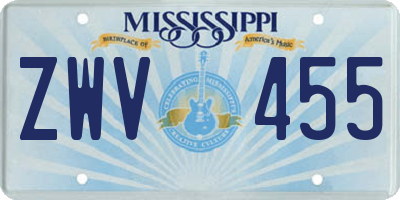 MS license plate ZWV455
