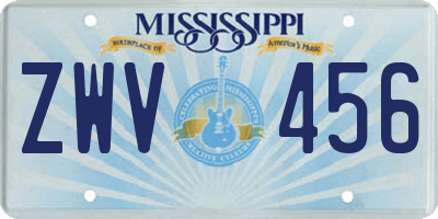 MS license plate ZWV456
