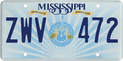 MS license plate ZWV472