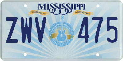 MS license plate ZWV475
