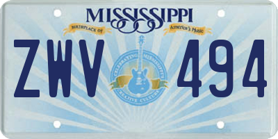 MS license plate ZWV494