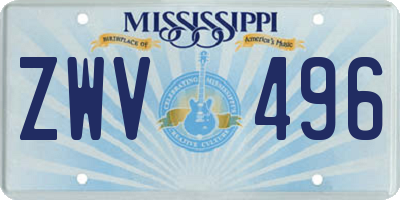 MS license plate ZWV496