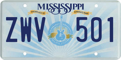 MS license plate ZWV501