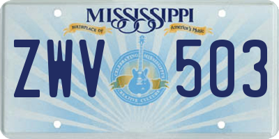 MS license plate ZWV503