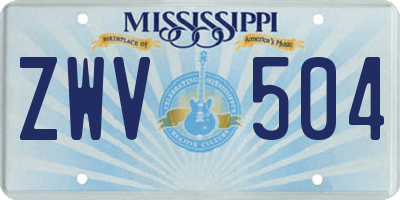 MS license plate ZWV504