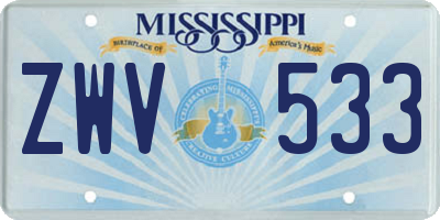 MS license plate ZWV533