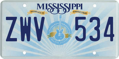 MS license plate ZWV534