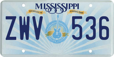 MS license plate ZWV536