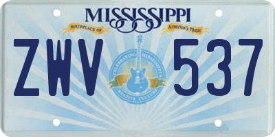 MS license plate ZWV537