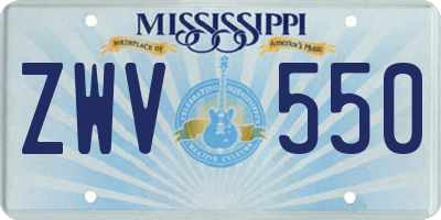 MS license plate ZWV550