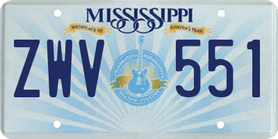 MS license plate ZWV551