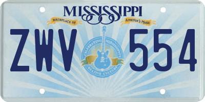 MS license plate ZWV554