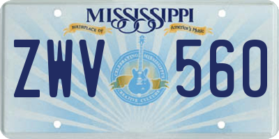 MS license plate ZWV560