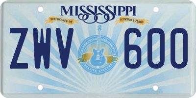 MS license plate ZWV600