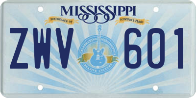 MS license plate ZWV601