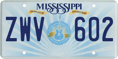 MS license plate ZWV602