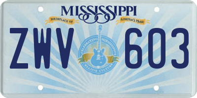 MS license plate ZWV603
