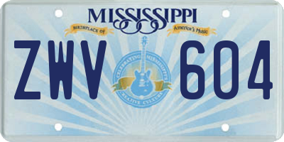 MS license plate ZWV604
