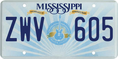 MS license plate ZWV605