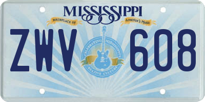 MS license plate ZWV608