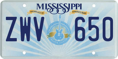 MS license plate ZWV650