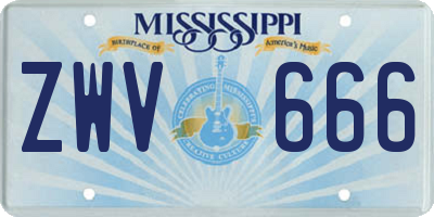 MS license plate ZWV666