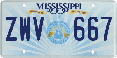 MS license plate ZWV667