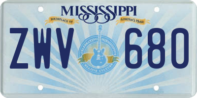 MS license plate ZWV680