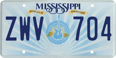 MS license plate ZWV704