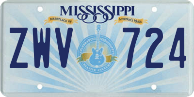 MS license plate ZWV724