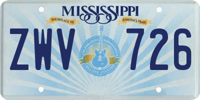 MS license plate ZWV726