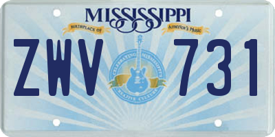 MS license plate ZWV731