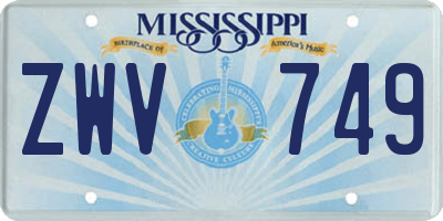 MS license plate ZWV749