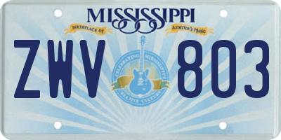 MS license plate ZWV803