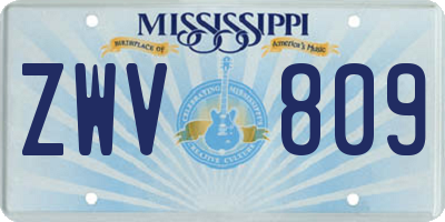 MS license plate ZWV809