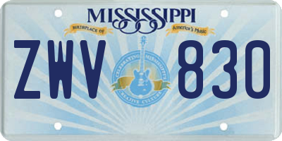 MS license plate ZWV830