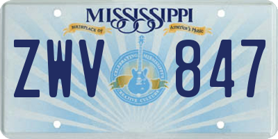 MS license plate ZWV847