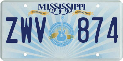 MS license plate ZWV874