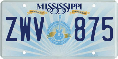 MS license plate ZWV875