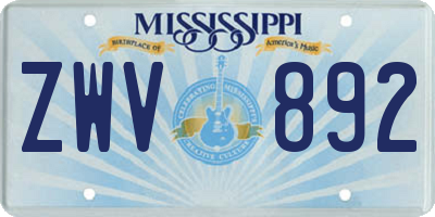 MS license plate ZWV892