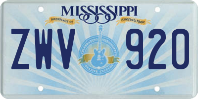 MS license plate ZWV920