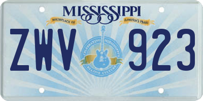 MS license plate ZWV923
