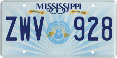 MS license plate ZWV928