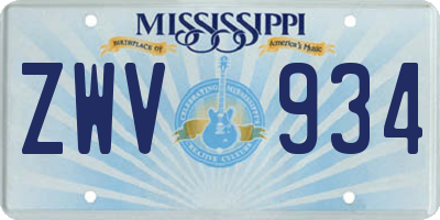 MS license plate ZWV934