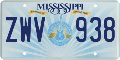 MS license plate ZWV938