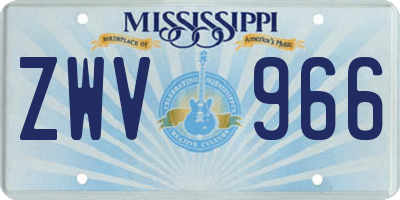 MS license plate ZWV966
