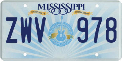 MS license plate ZWV978