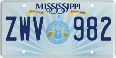 MS license plate ZWV982